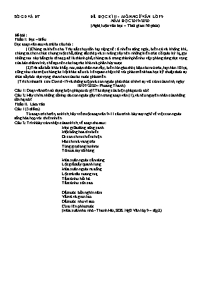Đề thi học kỳ 2 môn Ngữ văn Lớp 9 - Năm học 2019-2020 (Có đáp án)